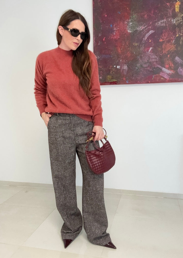 Gebürsteter Pullover mit Kaschmir - Orange