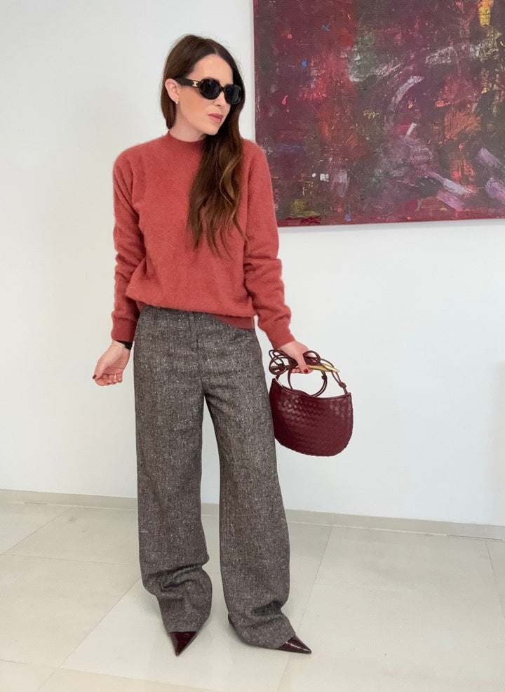 Gebürsteter Pullover mit Kaschmir - Orange