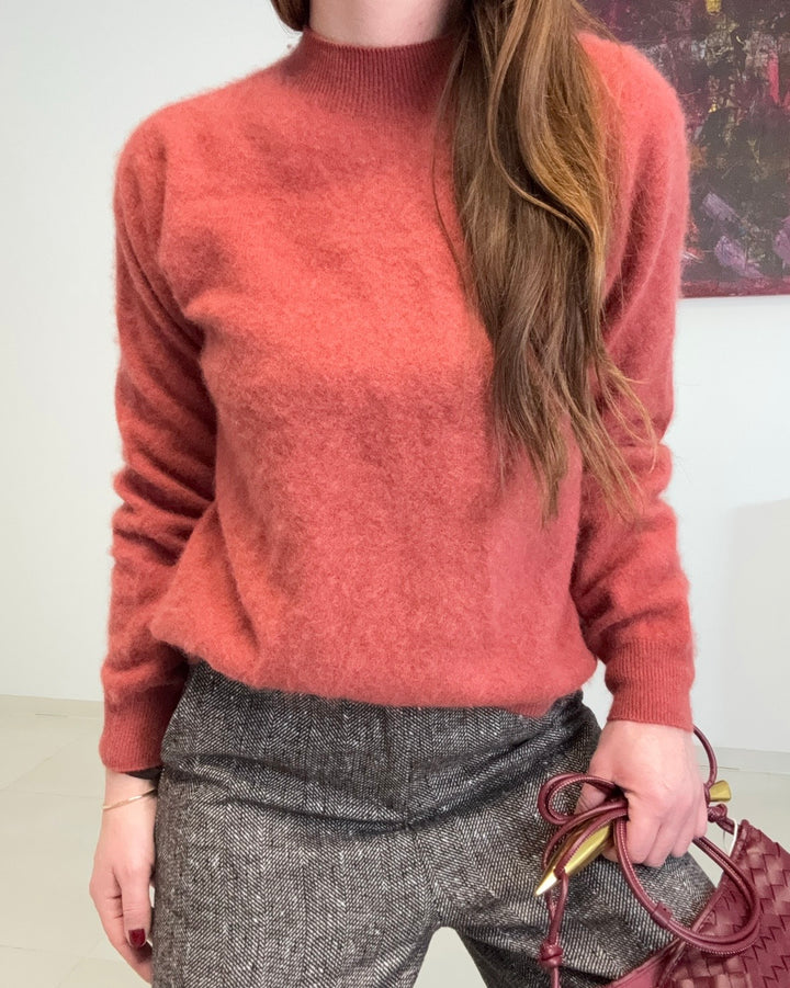 Gebürsteter Pullover mit Kaschmir - Orange