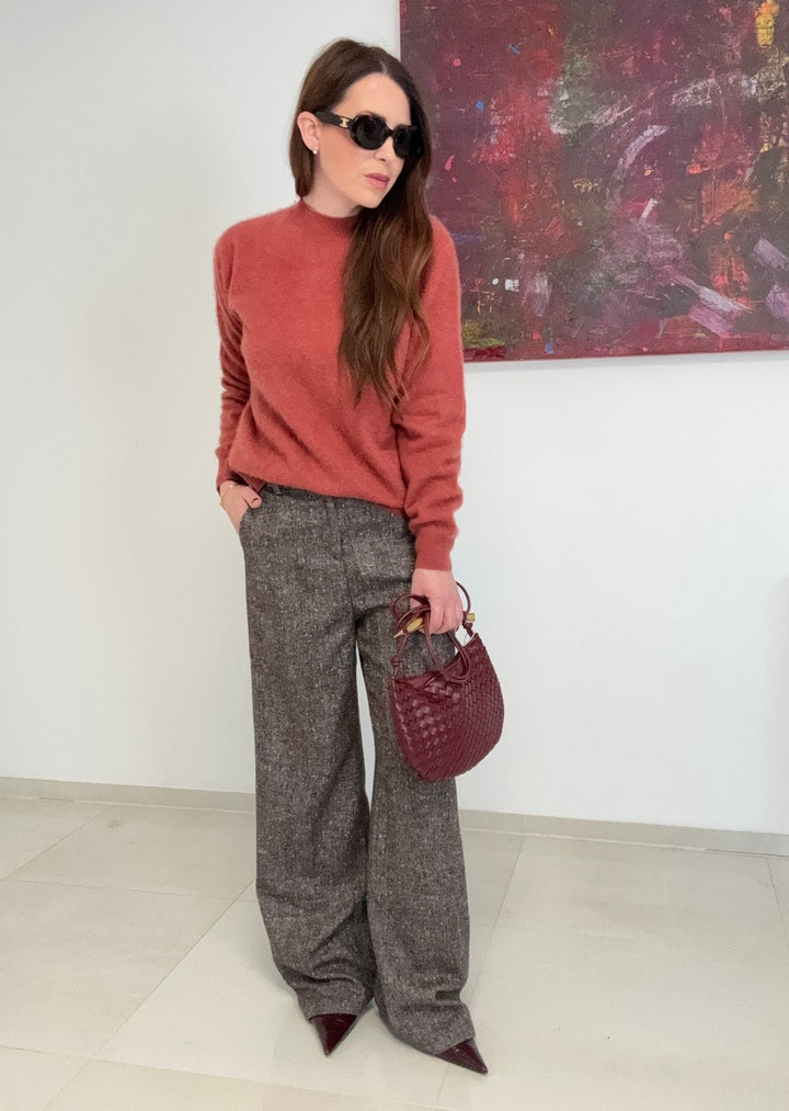 Gebürsteter Pullover mit Kaschmir - Orange