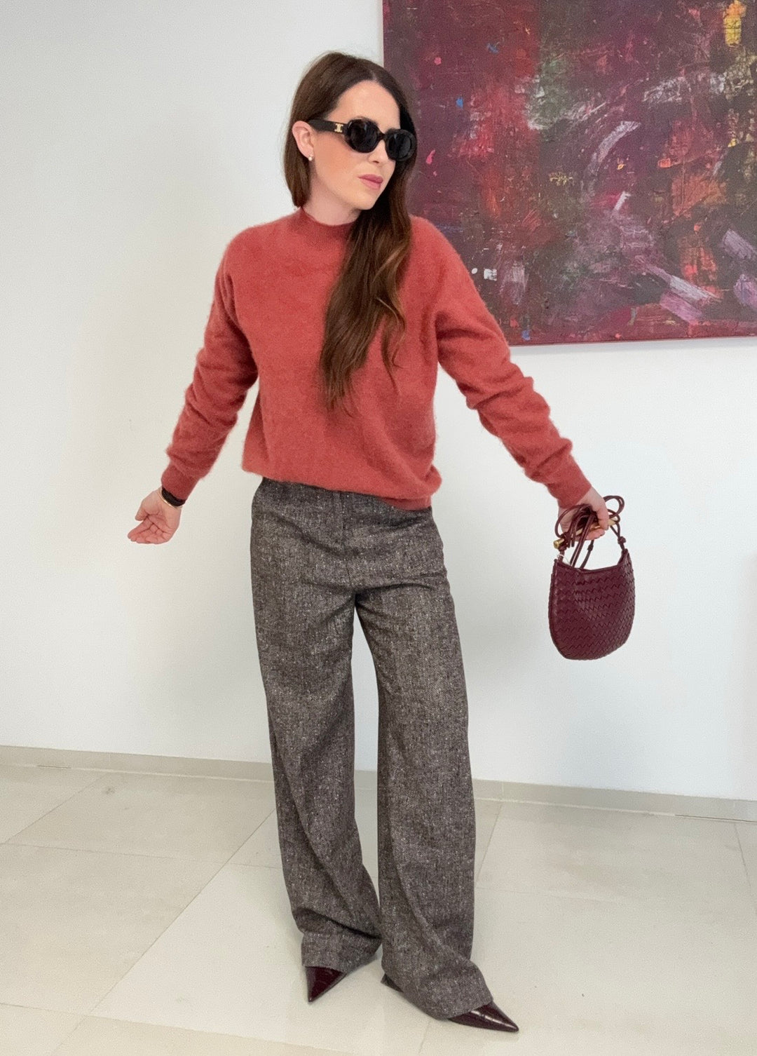 Gebürsteter Pullover mit Kaschmir - Orange