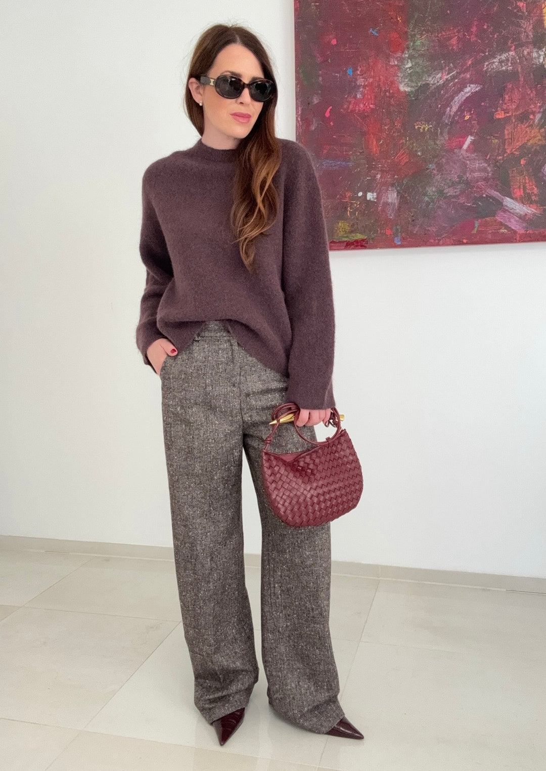 Stoffhose mit Muster - Braun