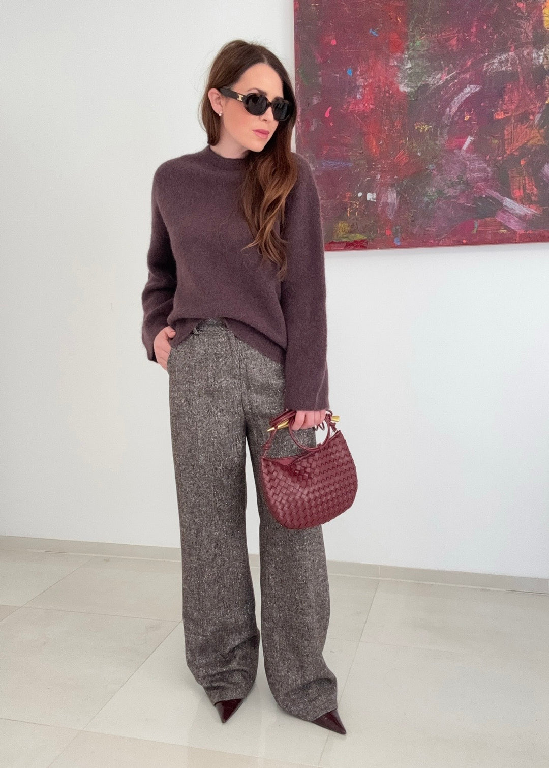 Stoffhose mit Muster - Braun