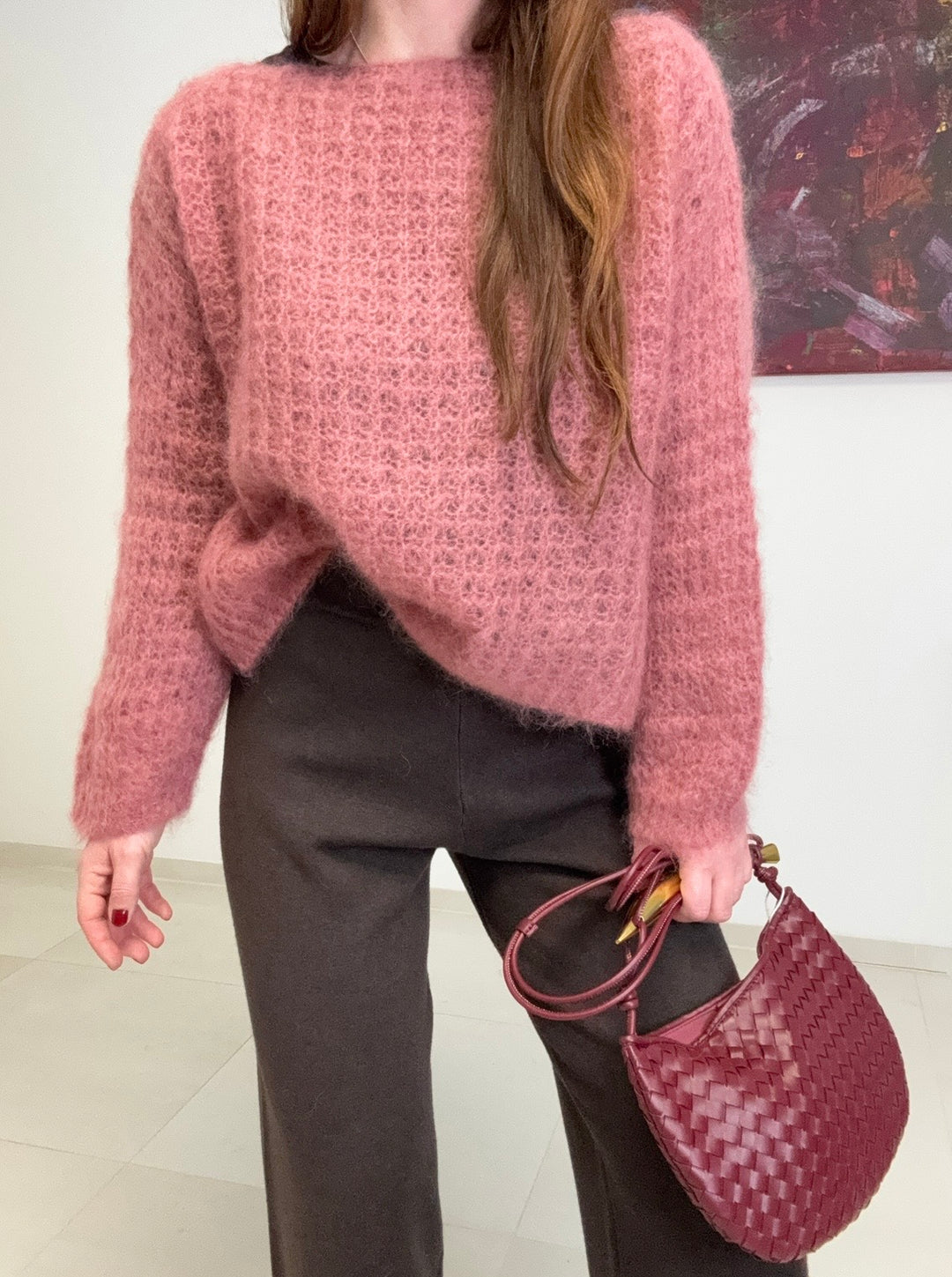 Grober Mohairpullover - Rosa