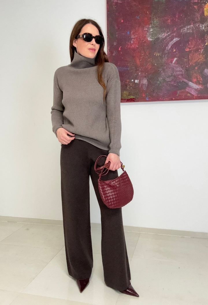 Rollkragenpullover - Taupe