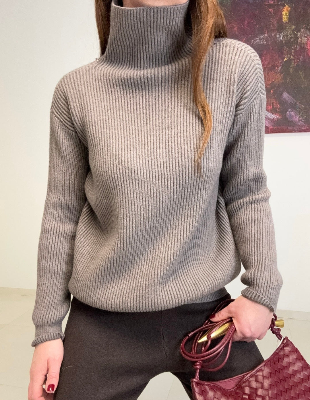 Rollkragenpullover - Taupe