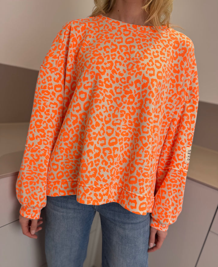Sweater mit Print - Orange