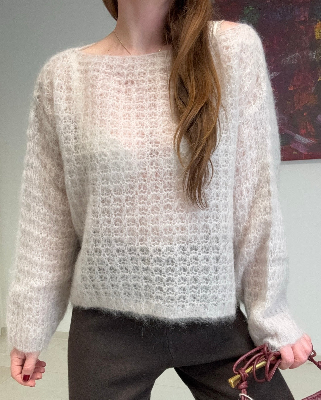 Grober Mohairpullover - Creme