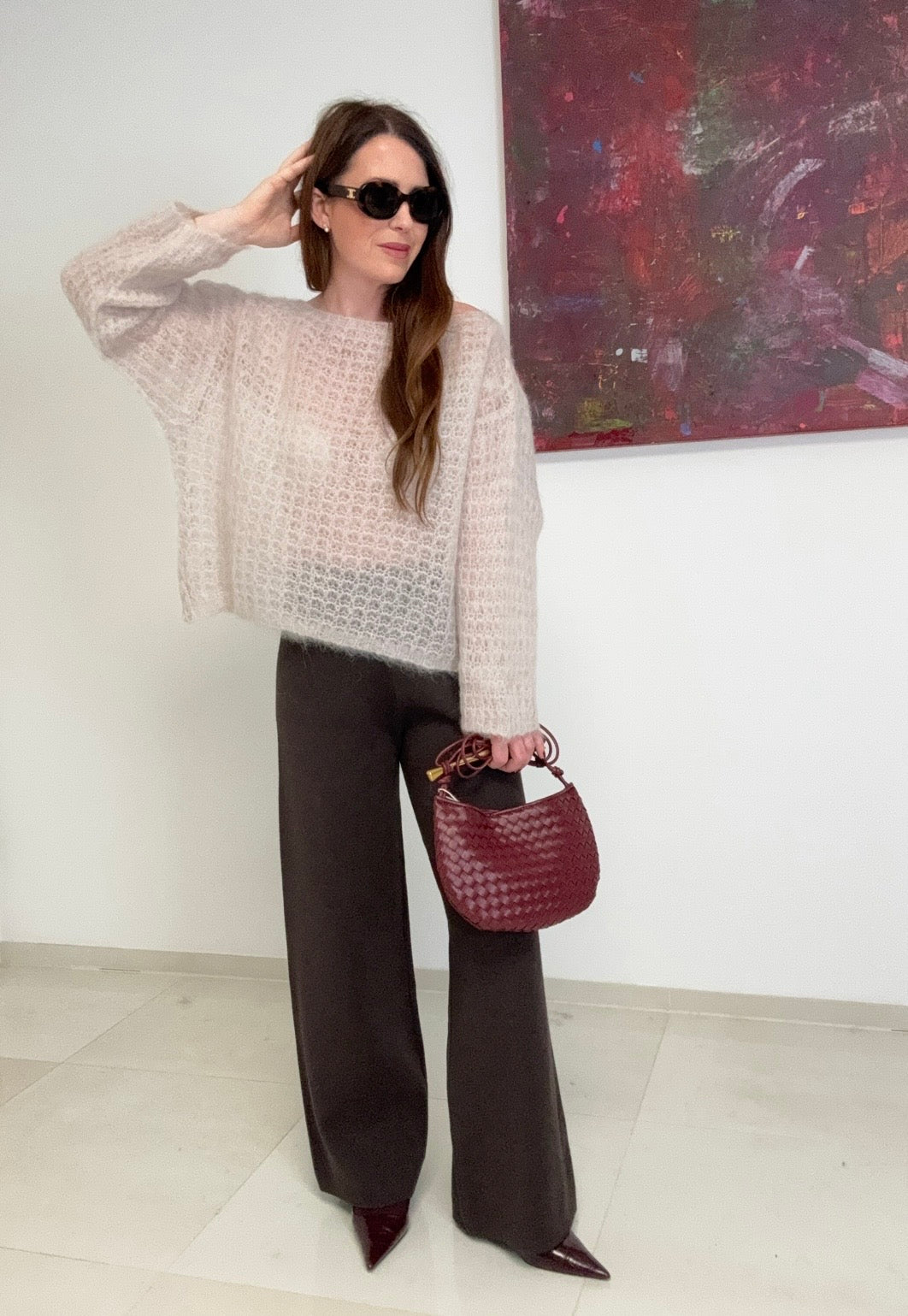 Grober Mohairpullover - Creme