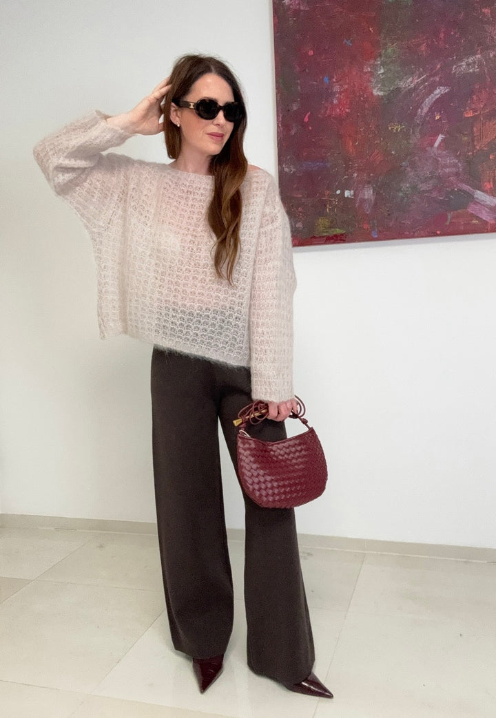 Grober Mohairpullover - Creme