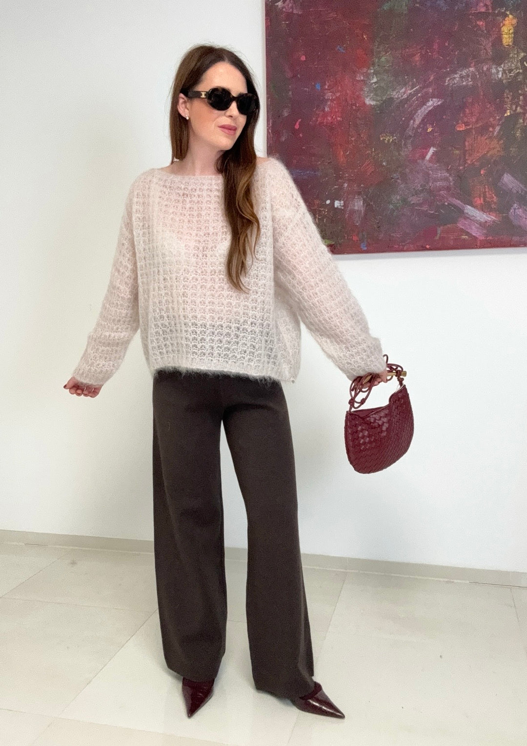 Grober Mohairpullover - Creme