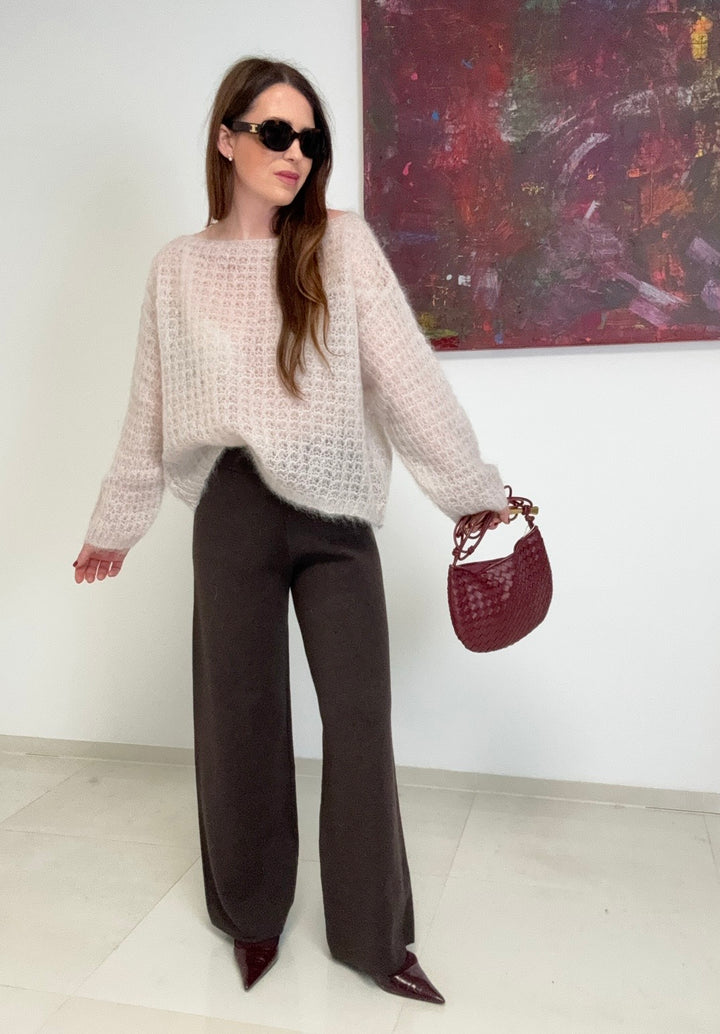 Grober Mohairpullover - Creme