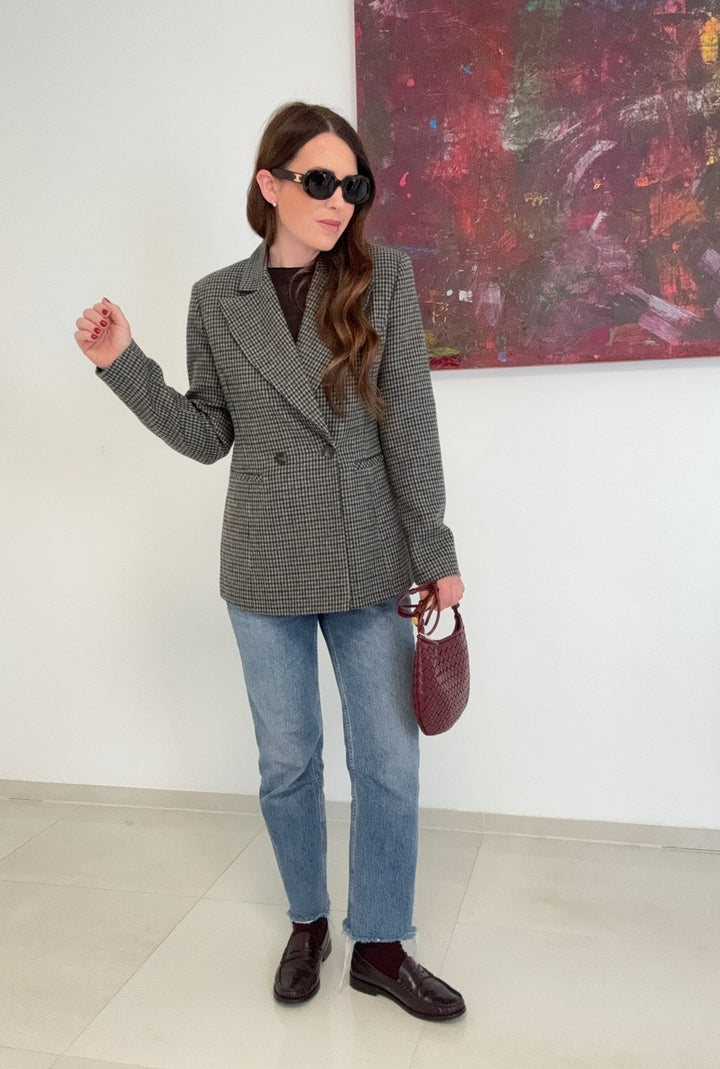 Karierter Blazer - Grau