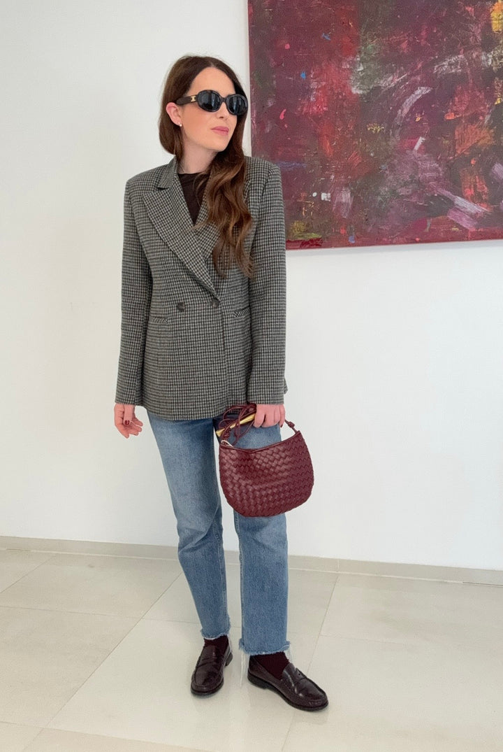 Karierter Blazer - Grau