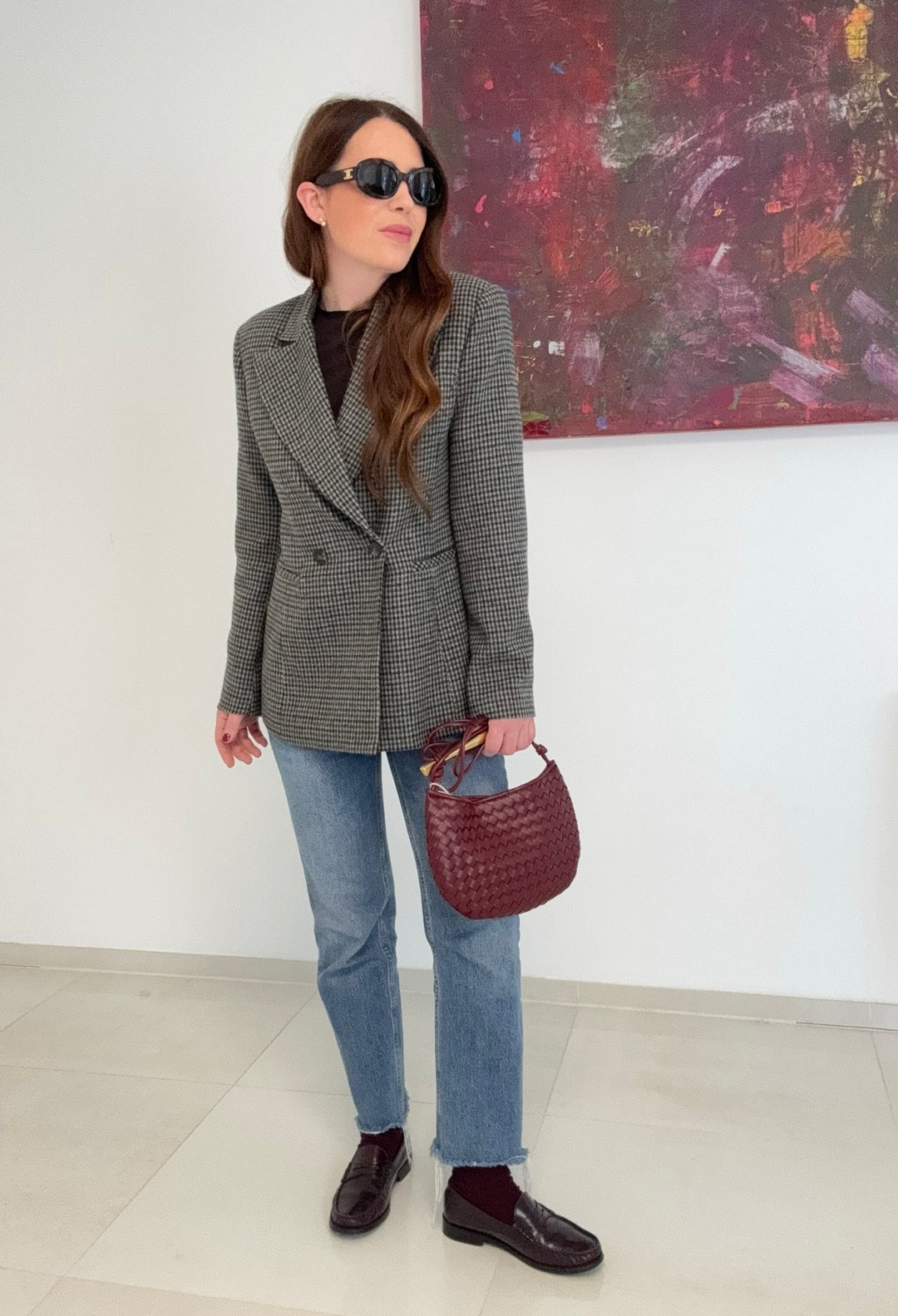 Karierter Blazer - Grau