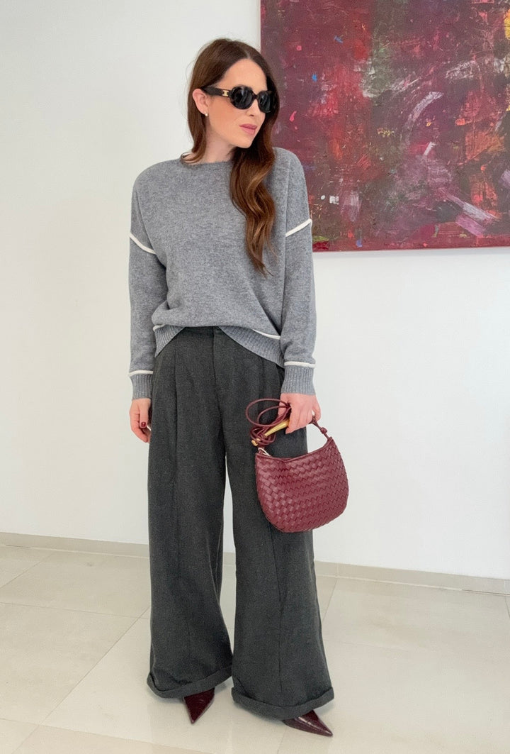 Pullover mit Streifen - Grau