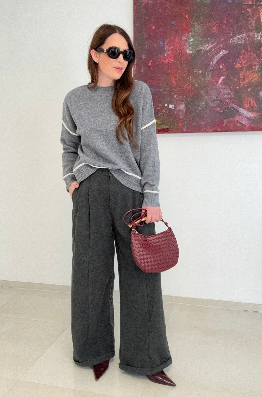 Weite Stoffhose - Grau