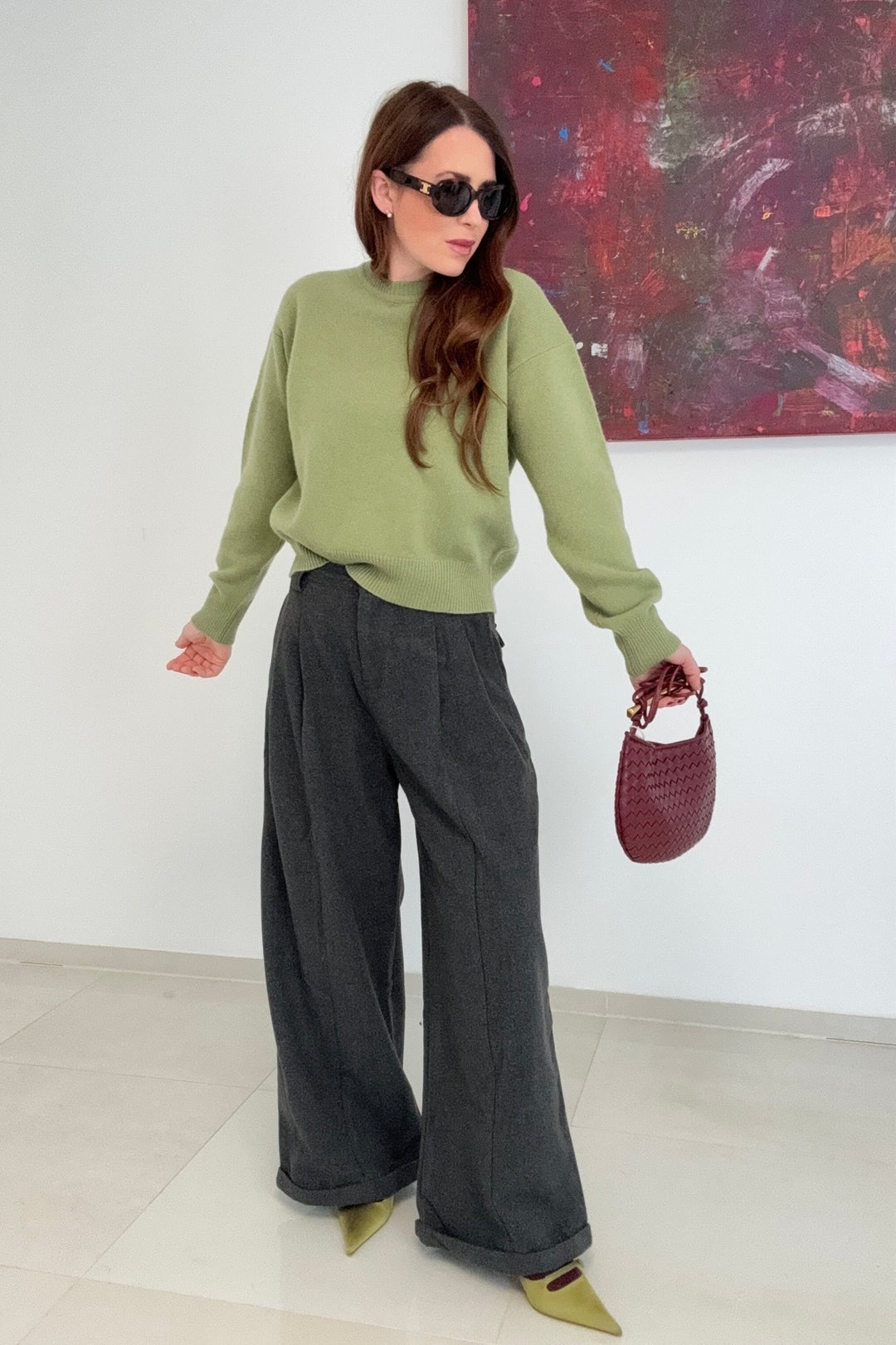 100% Wollpullover - Grün