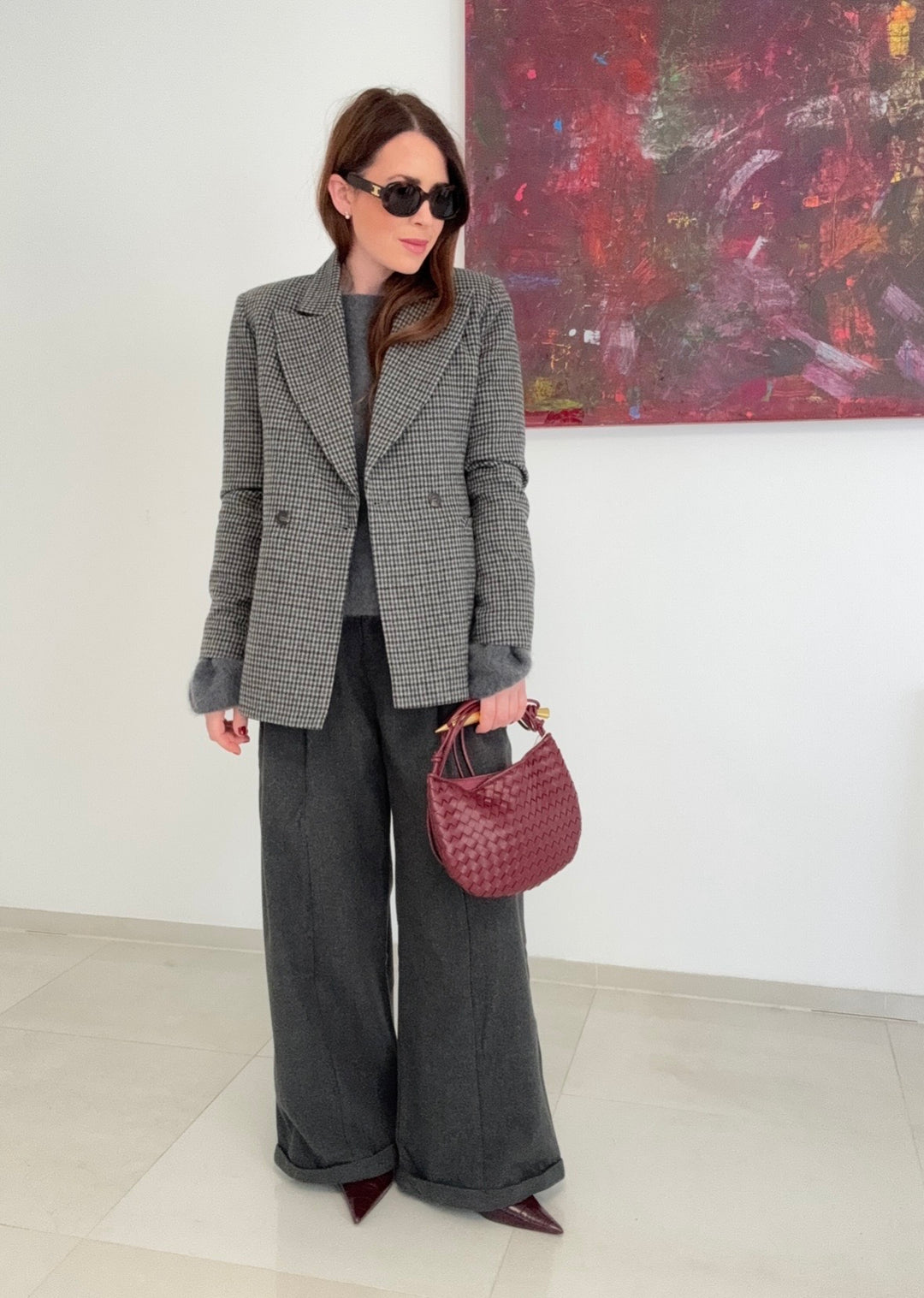 Karierter Blazer - Grau