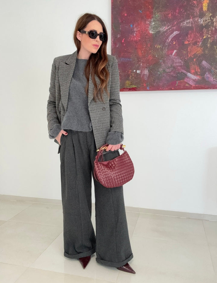 Weite Stoffhose - Grau