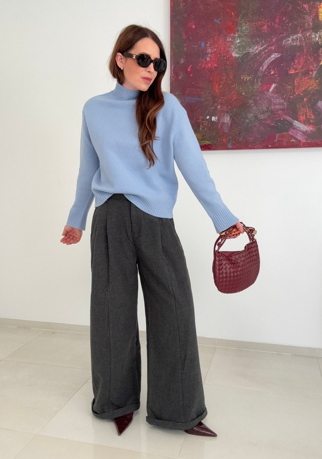 Weite Stoffhose - Grau