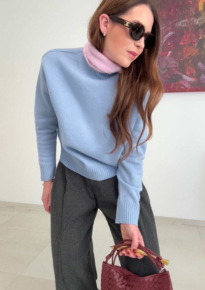 Pullover aus 100% Wolle - Hellblau