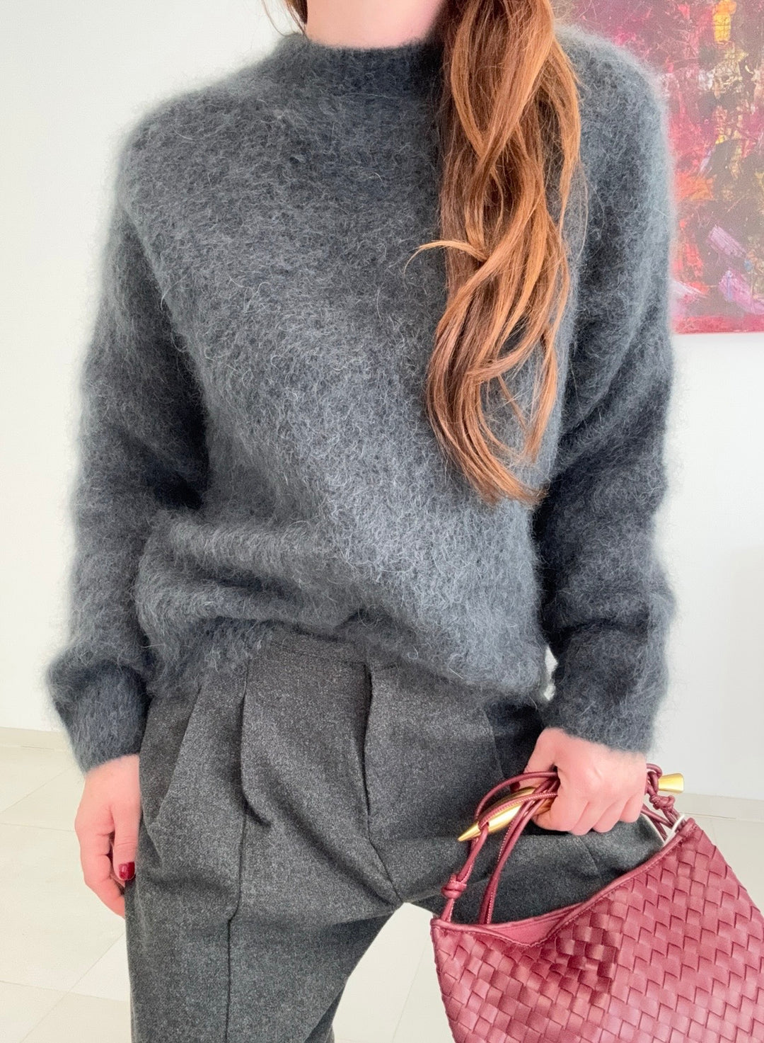 Mohair-Pullover - Grau