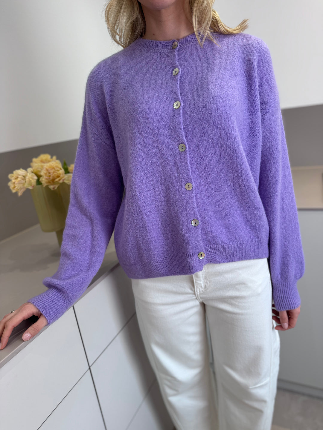 Alpaka-Cardigan - Flieder