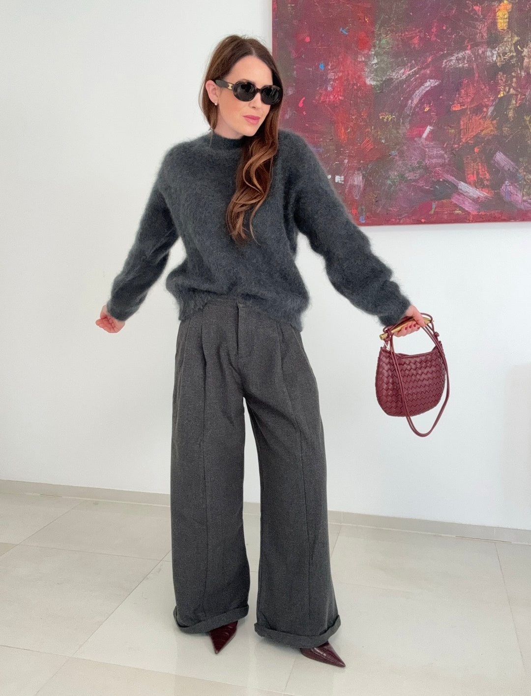 Mohair-Pullover - Grau