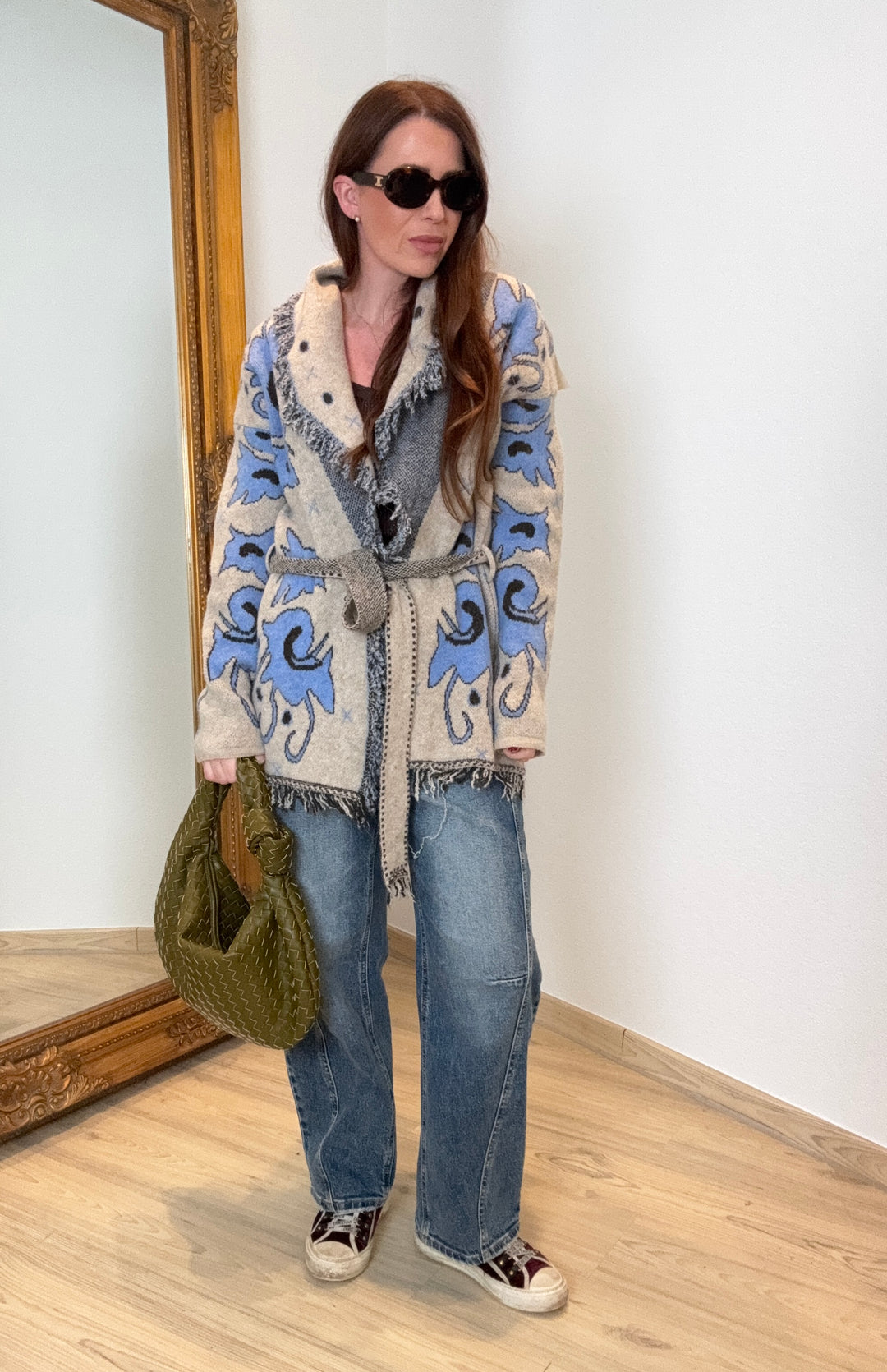 Verspielte Strickjacke - Blau