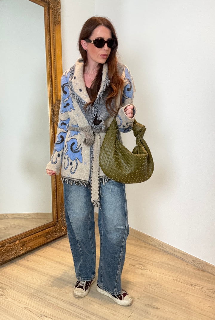 Verspielte Strickjacke - Blau