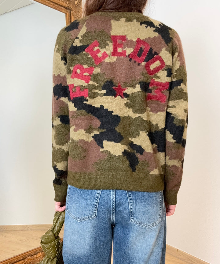 Cardigan mit Print - Khaki