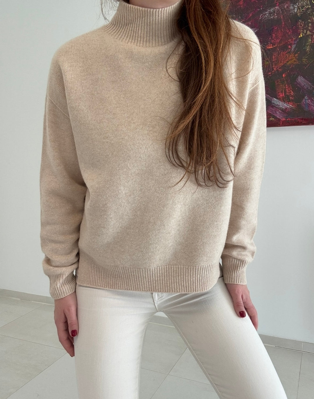 Pullover 100% Wolle - Beige