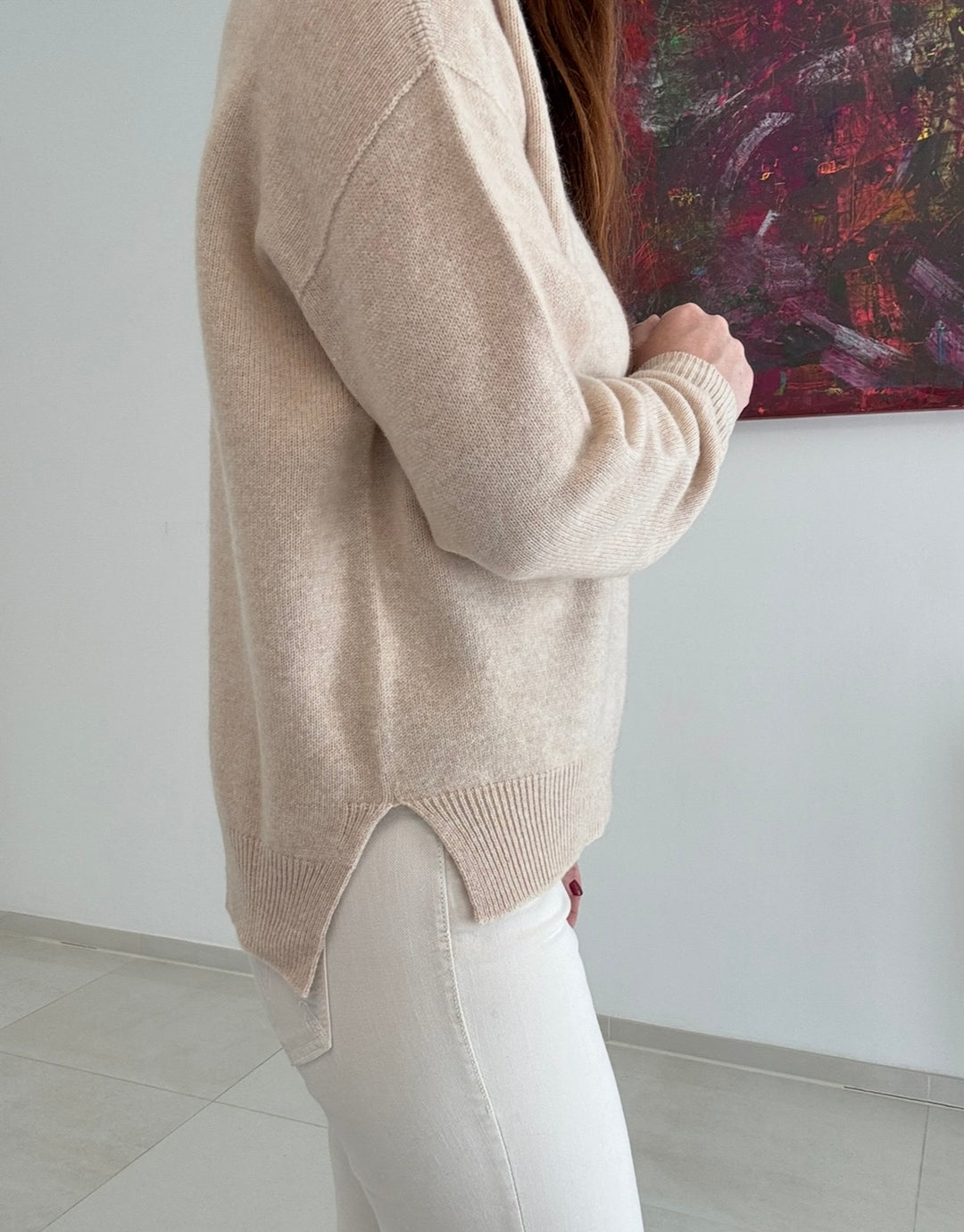 Pullover 100% Wolle - Beige