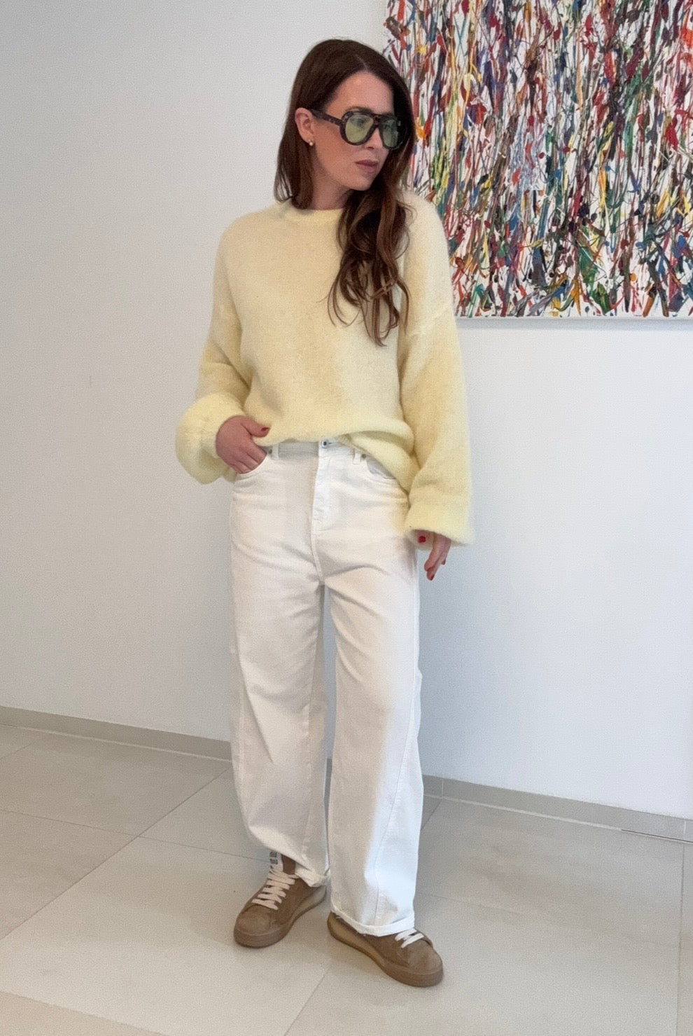 Barrel-Jeans - Weiß