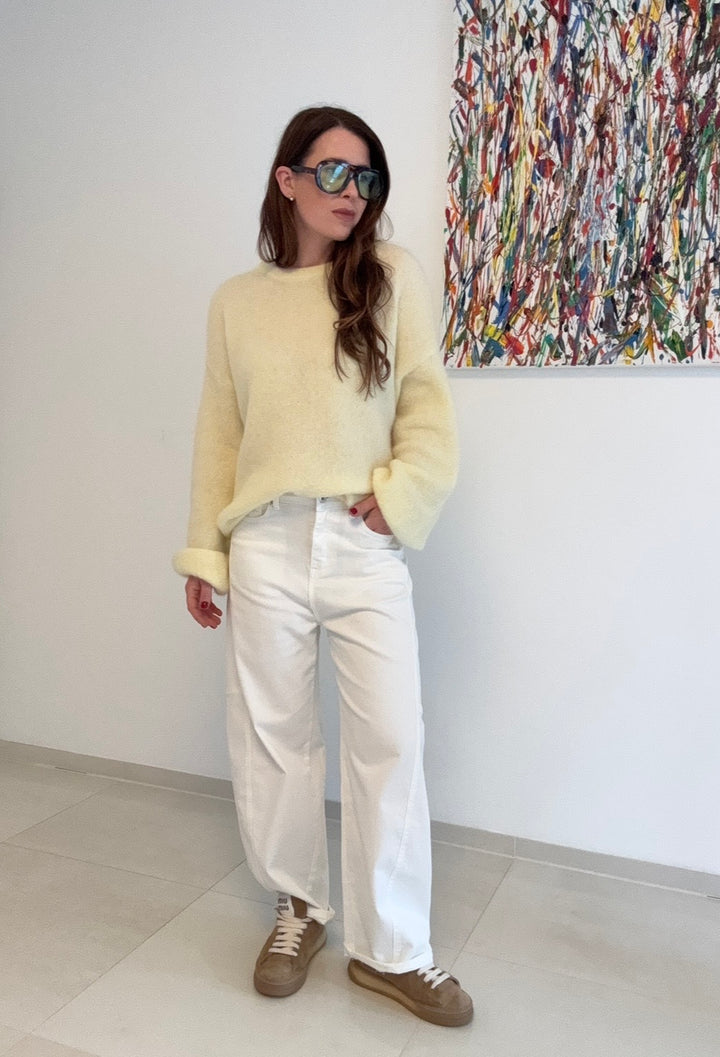 Barrel-Jeans - Weiß