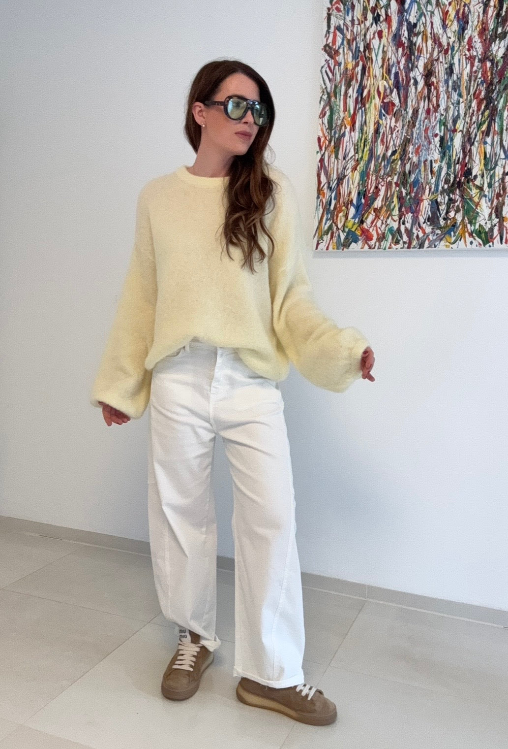 Barrel-Jeans - Weiß