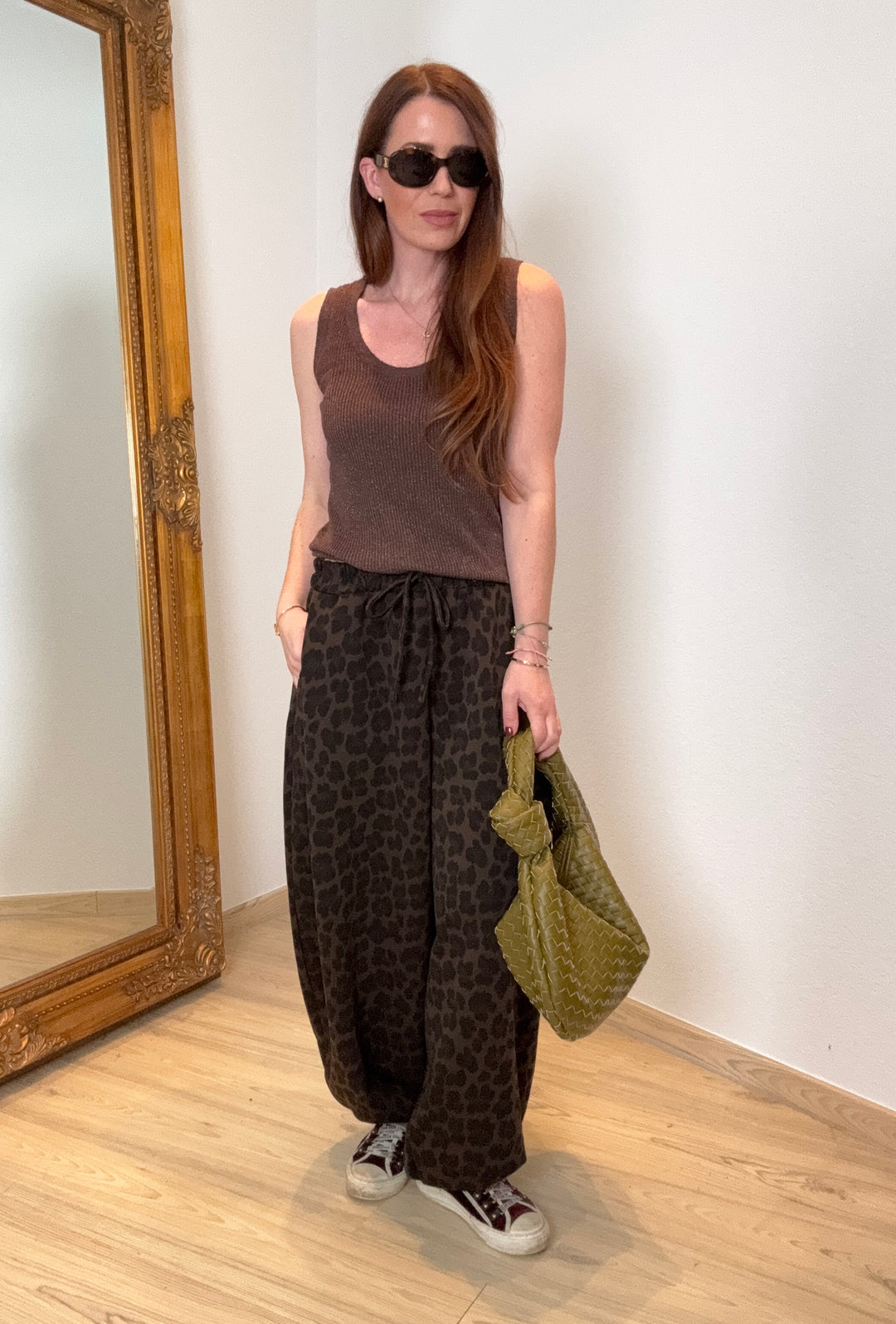 Ballonhose mit Print - Braun
