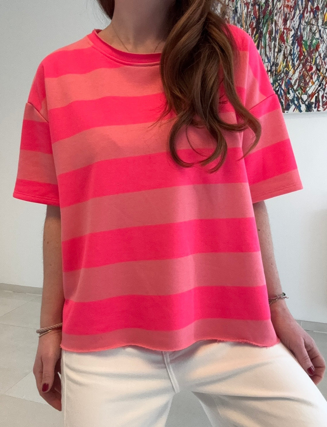 Gestreiftes Shirt - Pink
