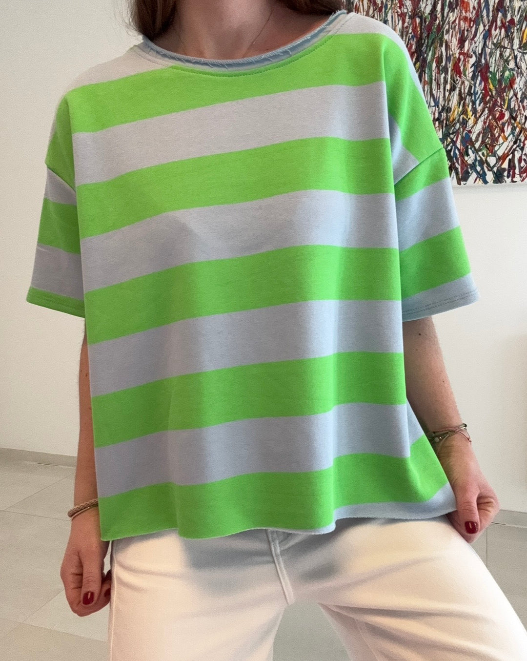 Gestreiftes Shirt - Grün