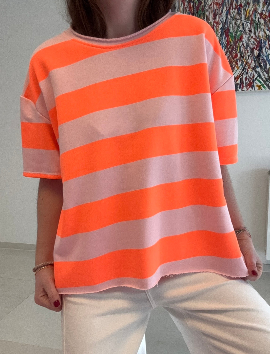 Gestreiftes Shirt - Orange
