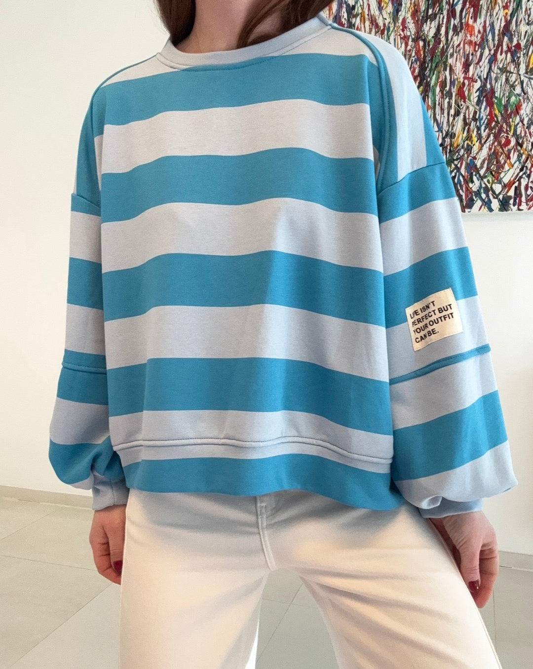 Gestreifter Sweater - Blau