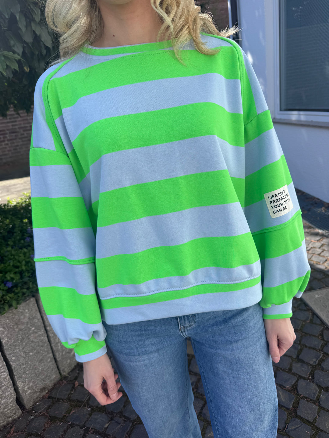 Gestreifter Sweater - Grün