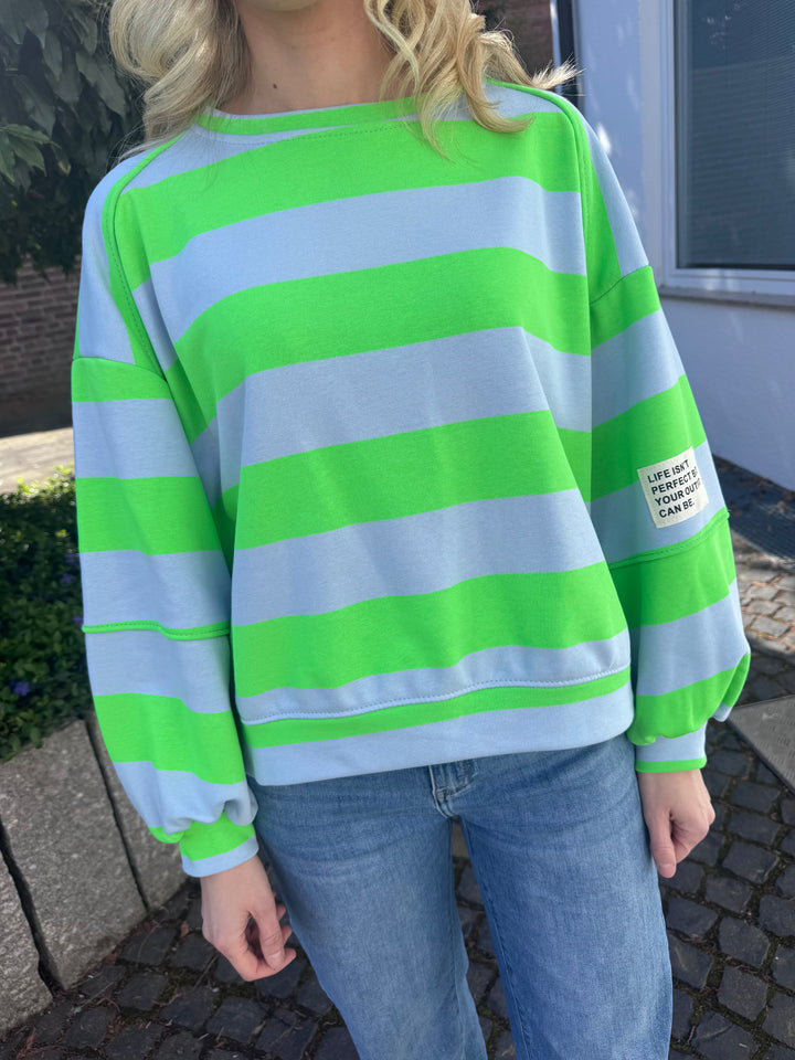 Gestreifter Sweater - Grün