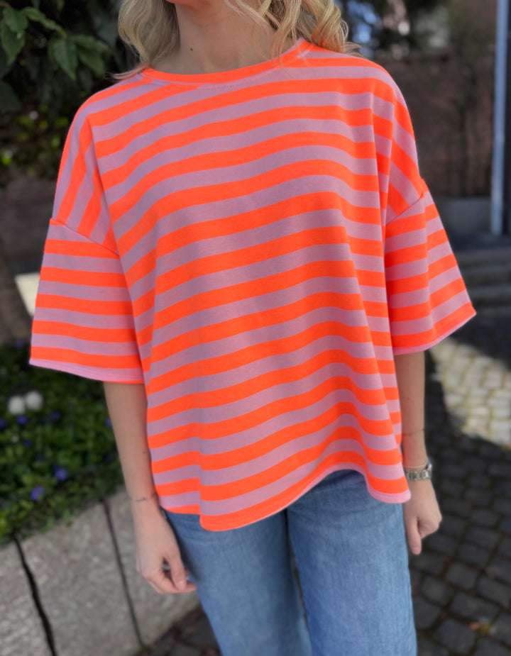 Sweatshirt gestreift - Orange