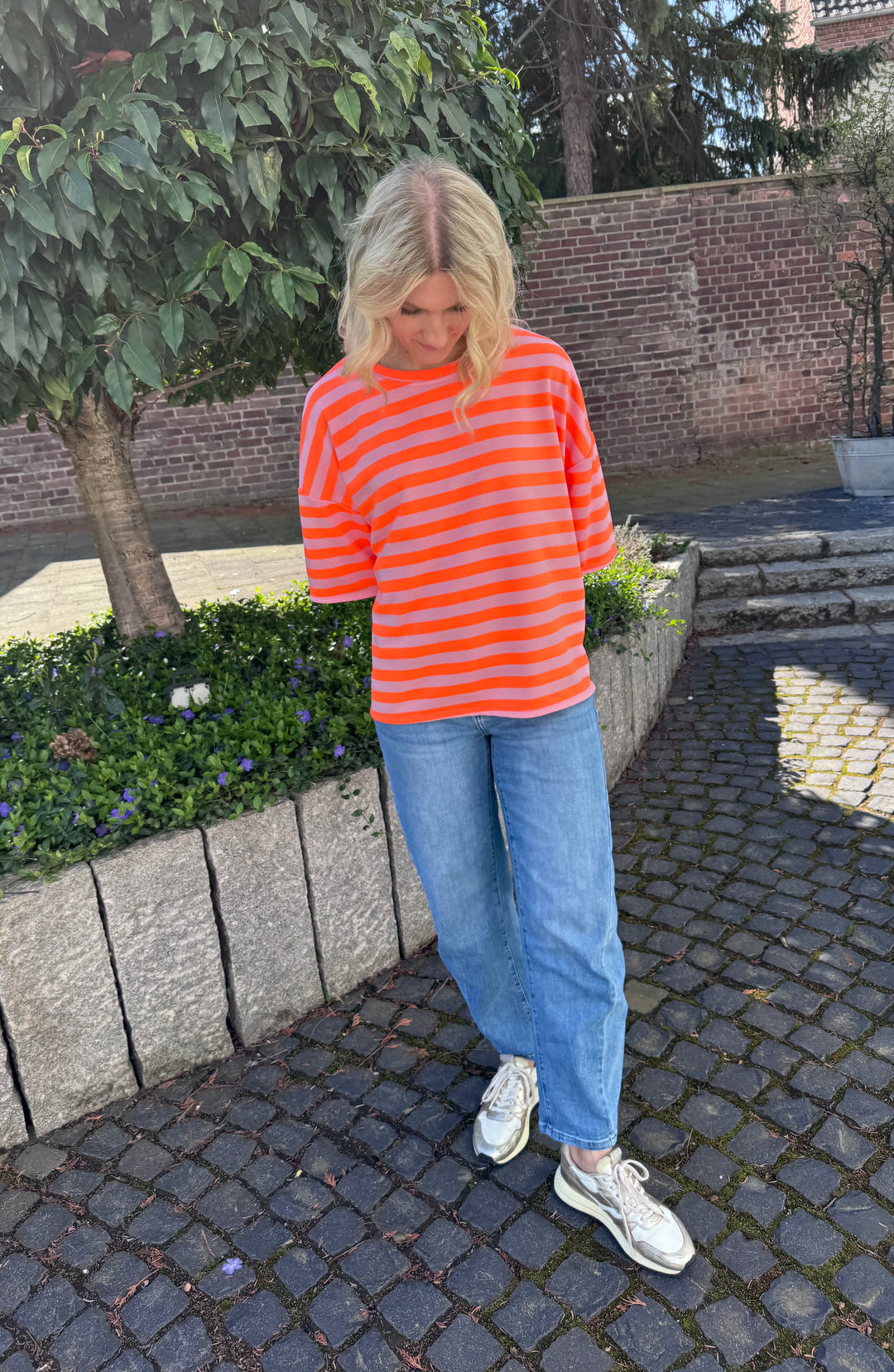 Sweatshirt gestreift - Orange