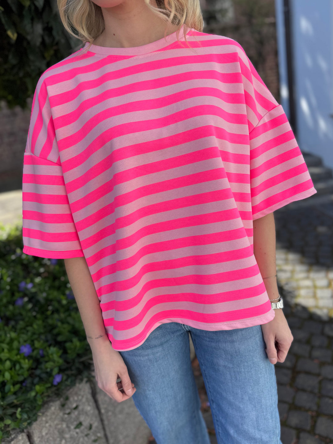 Sweatshirt gestreift -  Pink