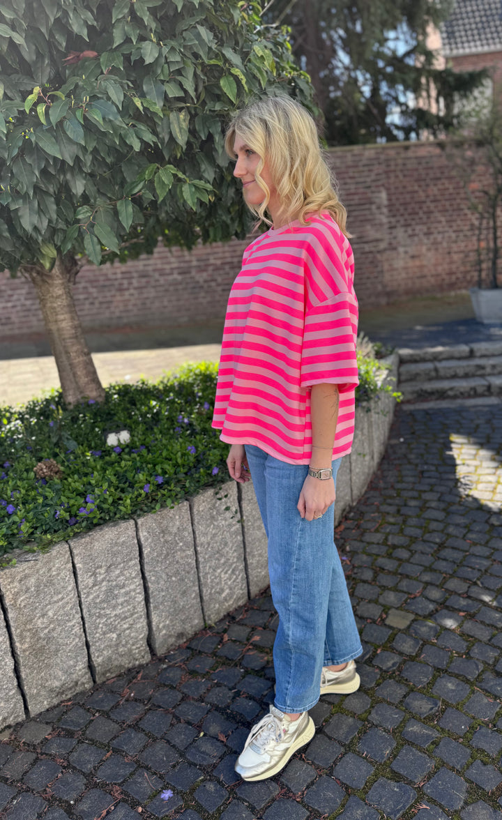 Sweatshirt gestreift -  Pink