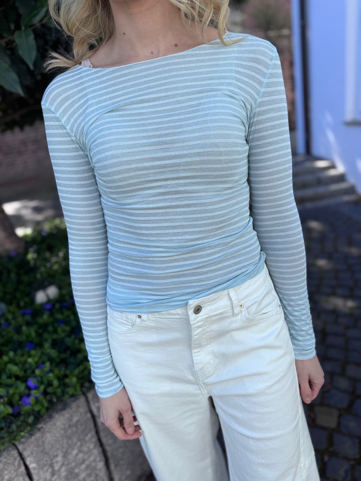 Dünnes Shirt mit Kaschmir - Hellblau