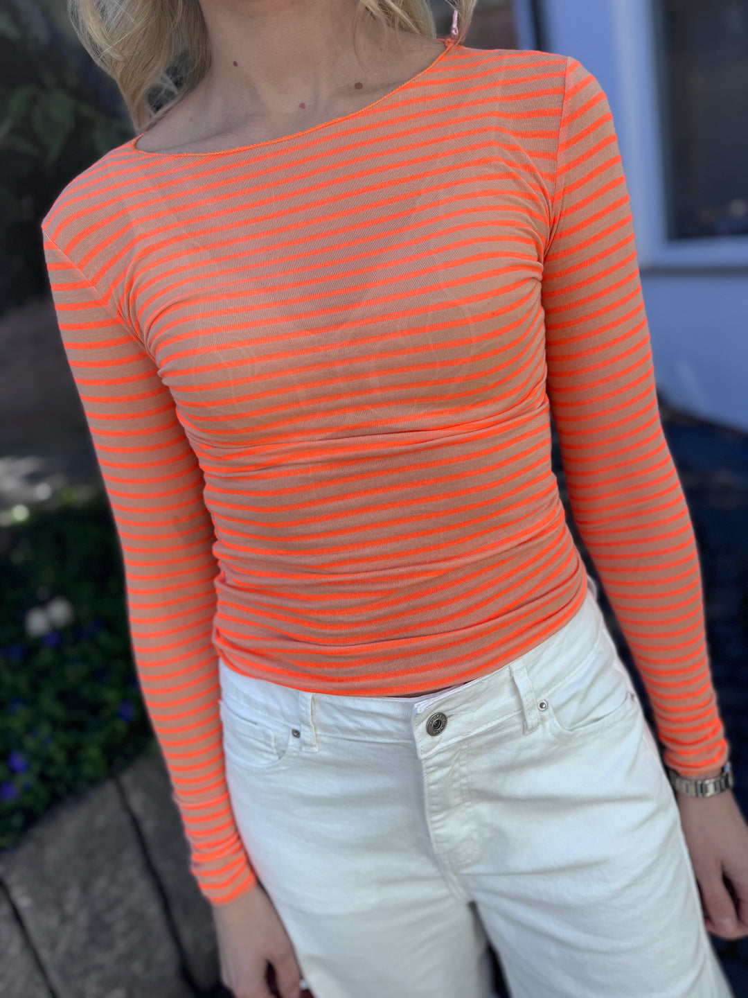 Dünnes Shirt mit Kaschmir - Orange
